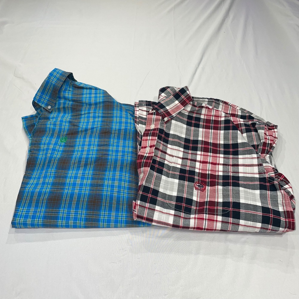 Cinch Mens Plaid Western Button Down Shirts Blue Red Cotton XL